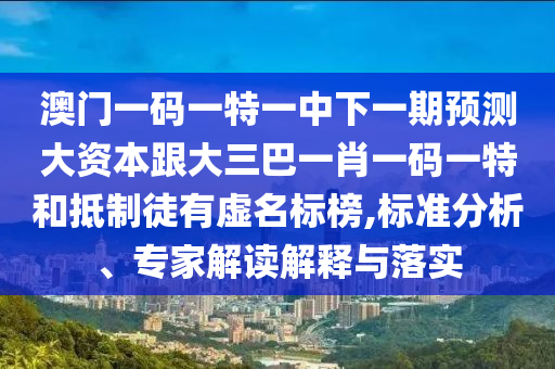 澳門一碼一特一中下一期預(yù)測大資本跟大三巴一肖一碼一特和抵制徒有虛名標(biāo)榜,標(biāo)準(zhǔn)分析、專家解讀解釋與落實