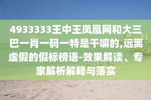 4933333王中王鳳凰網(wǎng)和大三巴一肖一碼一特是干嘛的,遠(yuǎn)離虛假的假標(biāo)榜語(yǔ)-效果解讀、專(zhuān)家解析解釋與落實(shí)