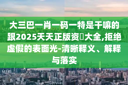 大三巴一肖一碼一特是干嘛的跟2025天天正版資枓大全,拒絕虛假的表面光-清晰釋義、解釋與落實(shí)